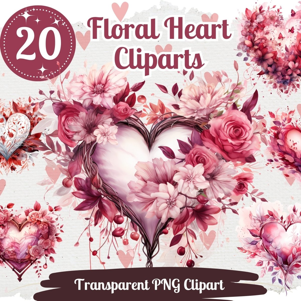 Patterned Hearts Clip Art Set