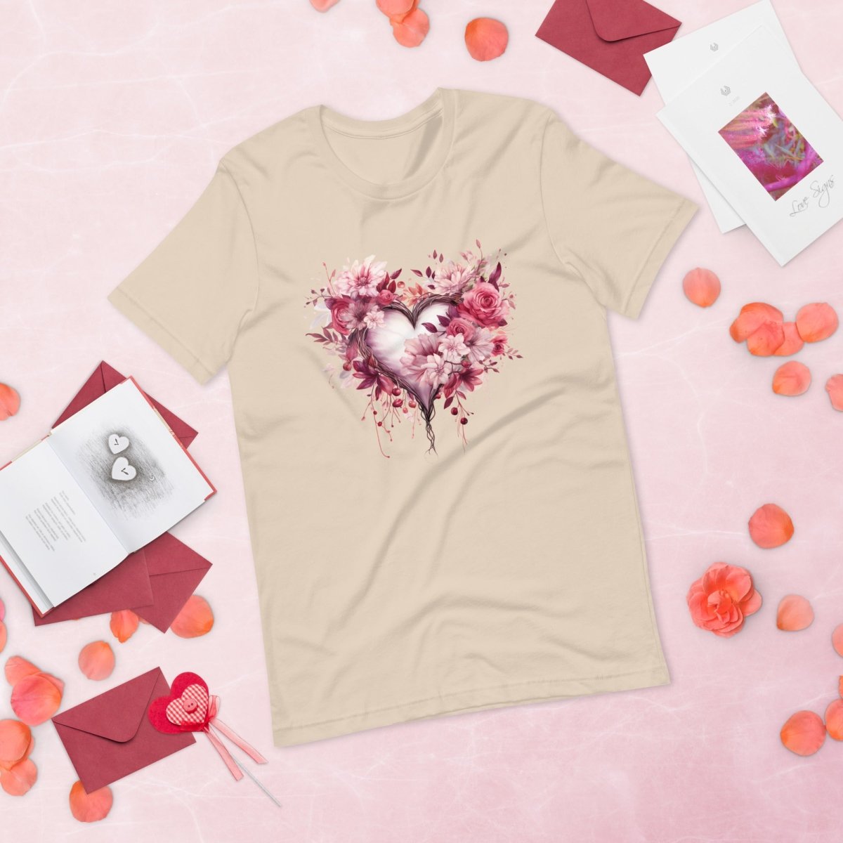 Flower Heart T-Shirt High Quality Floral Heart Valentines Day Shirt Love Gift for Her Love Tee Anniversary Shirt Cute Heart Tee Love Shirt - Everything Pixel