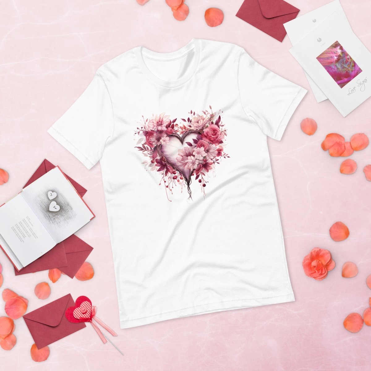 Flower Heart T-Shirt High Quality Floral Heart Valentines Day Shirt Love Gift for Her Love Tee Anniversary Shirt Cute Heart Tee Love Shirt - Everything Pixel