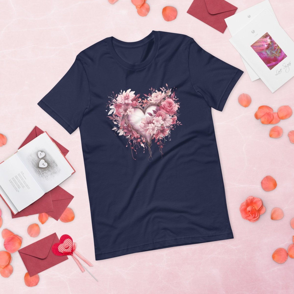 Flower Heart T-Shirt High Quality Floral Heart Valentines Day Shirt Love Gift for Her Love Tee Anniversary Shirt Cute Heart Tee Love Shirt - Everything Pixel