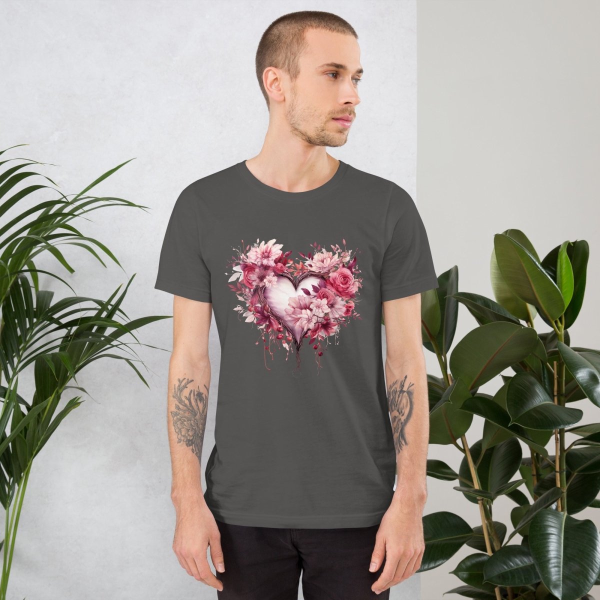 Flower Heart T-Shirt High Quality Floral Heart Valentines Day Shirt Love Gift for Her Love Tee Anniversary Shirt Cute Heart Tee Love Shirt - Everything Pixel