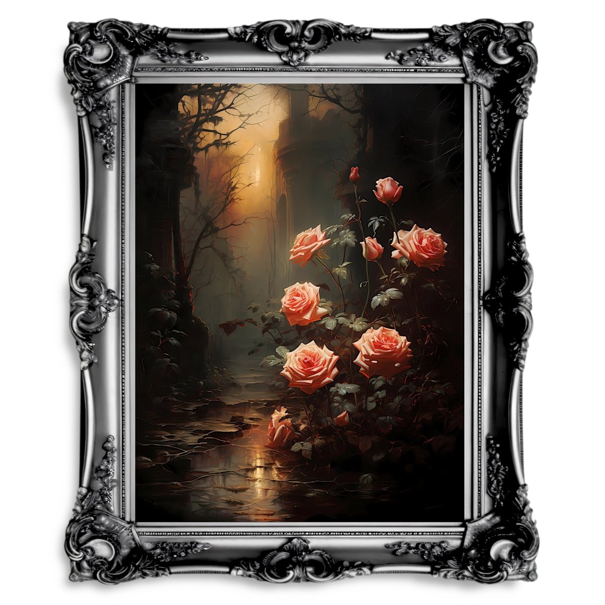 Forgotten Rose Garden Romantic Lost Place Wall Decor - Paper Poster Print - Everything Pixel