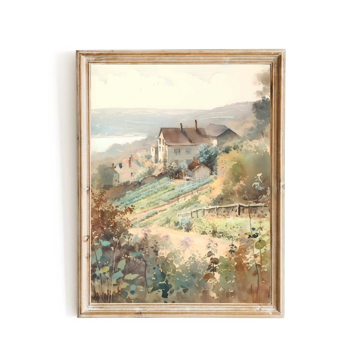 French Vineyard Farmhouse Wall Art Lake Hill Rustic Home Decor Art - Everything Pixel