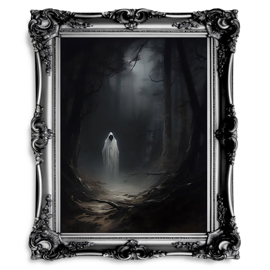 Ghost Haunting Woodland Dark Academia Oil Painting Dark Cottagecore Nostalgia Poster Gothic Retro Spooky Wall Art Witchy Decor - Everything Pixel