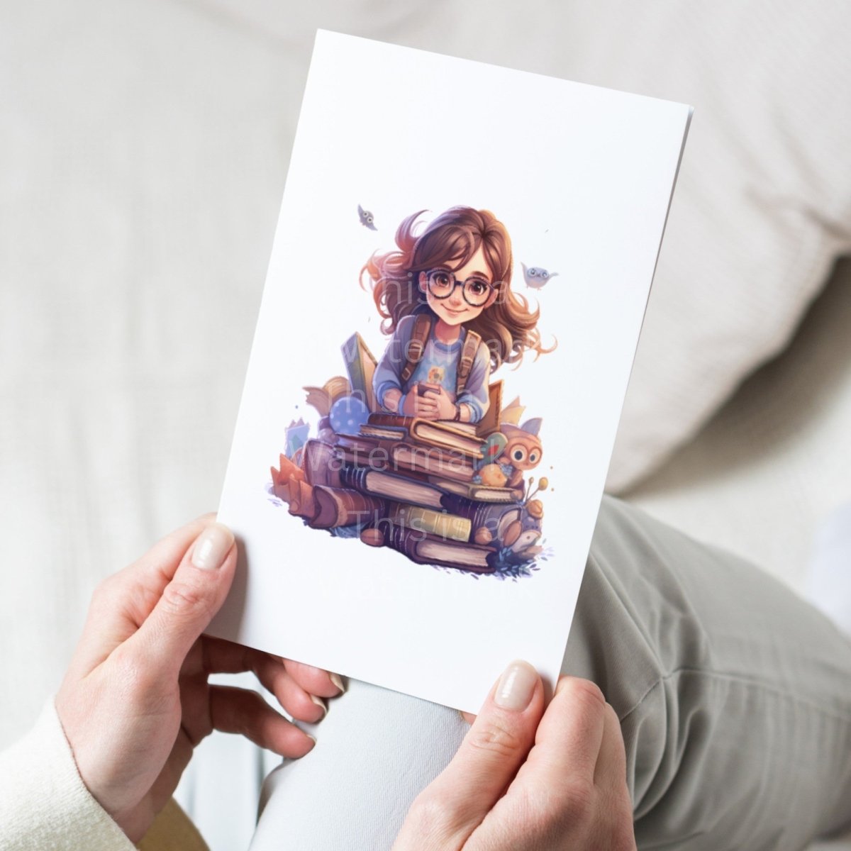 Girl learning on a Stack of Books PNG Clip Art Bundle for Book Lovers Sublimation Tumbler Card Making T-Shirt Nursery Art Scrapbook Design - Everything Pixel