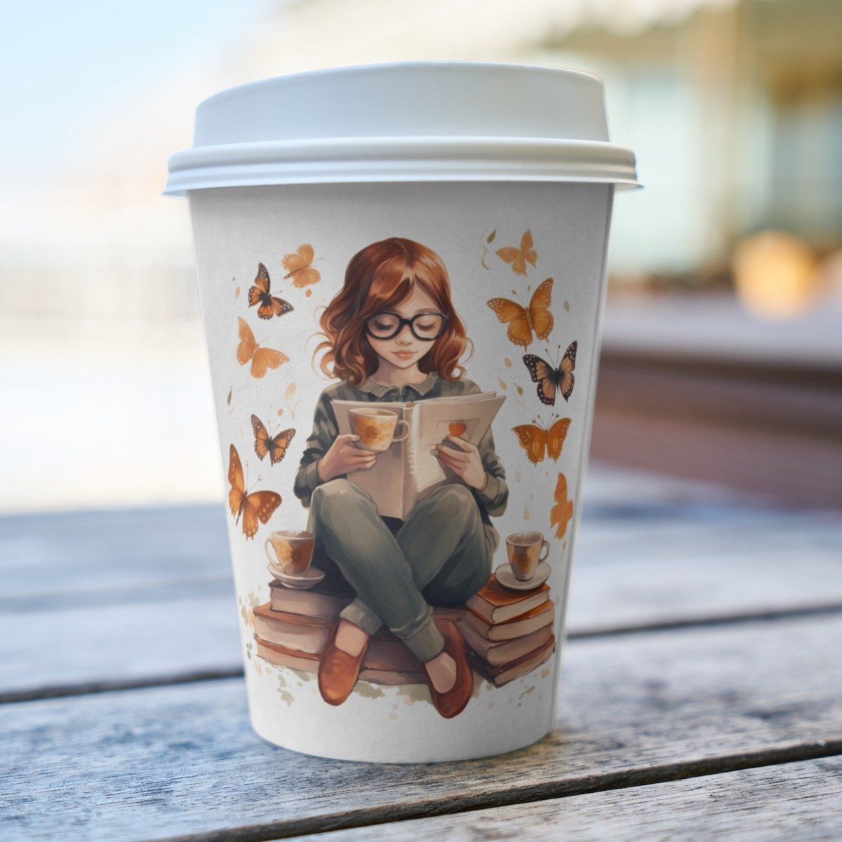 Girl reading with Butterflies PNG Clip Art Bundle for Book Lovers Sublimation Tumbler Card Making T-Shirt Nursery Art Scrapbook Design - Everything Pixel