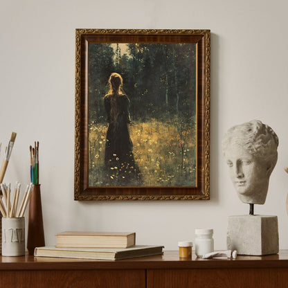 Goddess Ostara in Spring Meadow - Vintage Pagan Wall Art Print - Everything Pixel