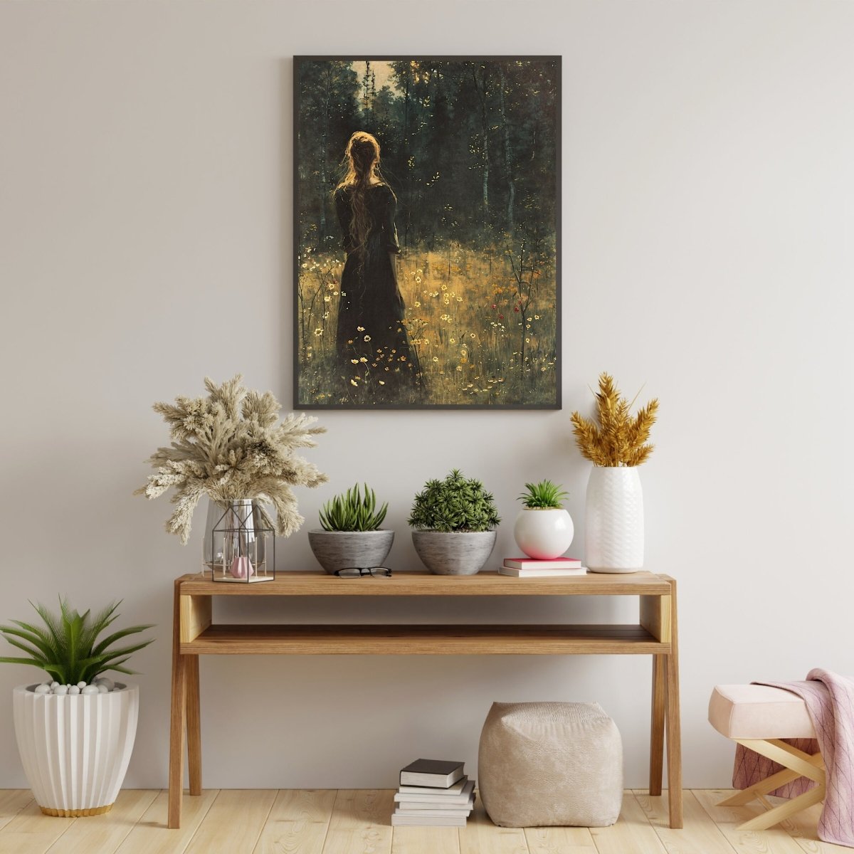 Goddess Ostara in Spring Meadow - Vintage Pagan Wall Art Print - Everything Pixel