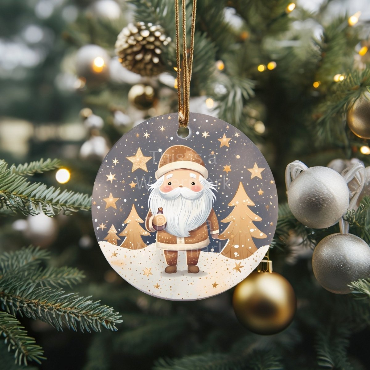 Gold Christmas Ornaments 20 PNG Printable Bundle Sublimation Design Festive Round Stickers Cute Animal Clipart Golden Stylish Graphics - Everything Pixel
