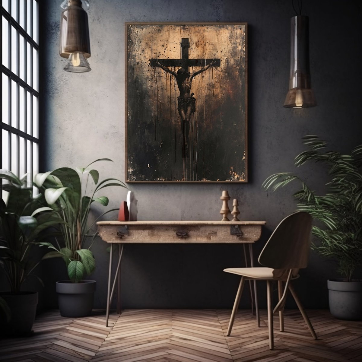 Gothic Crucifixion of Christ - Dark Grunge Wall Art Print - Everything Pixel