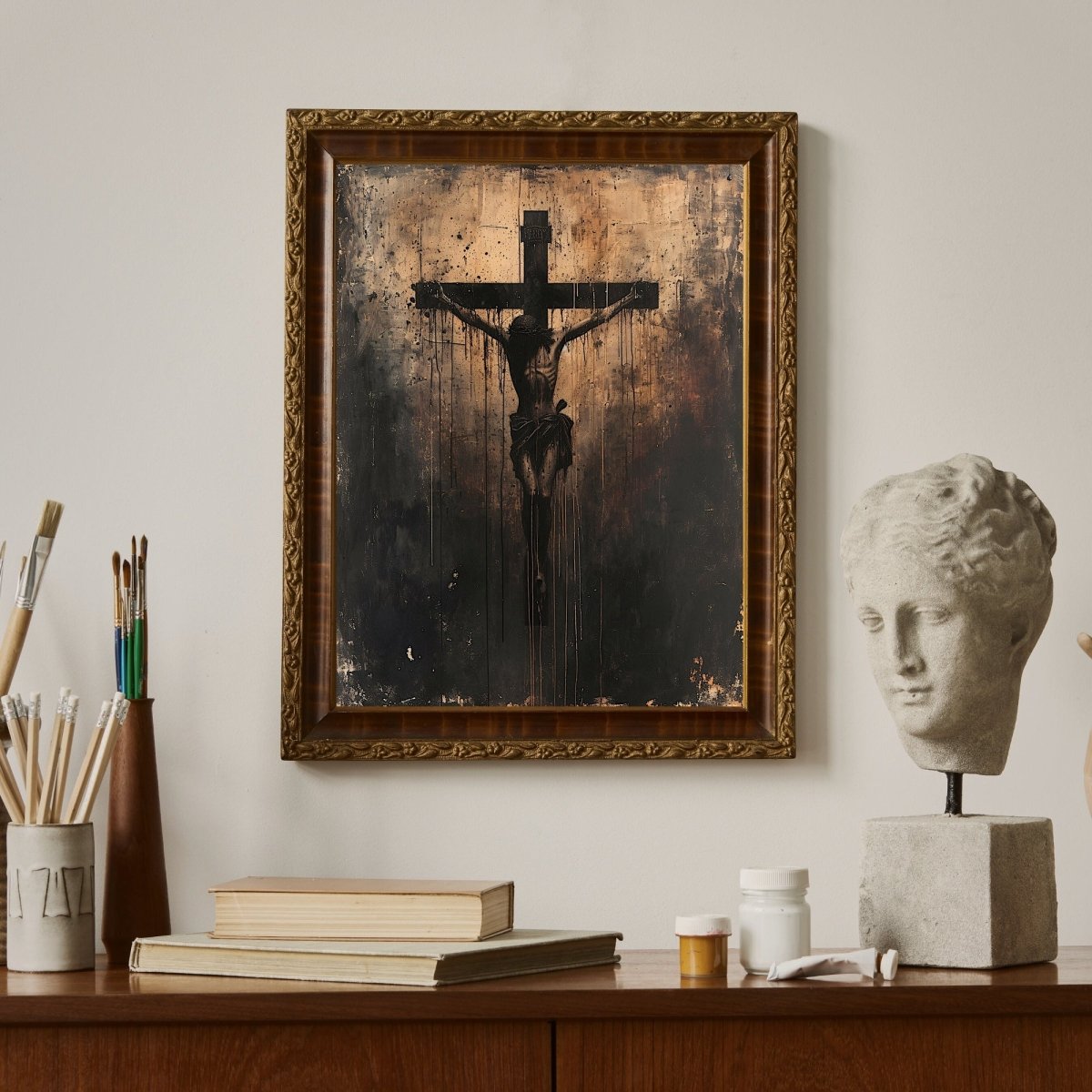 Gothic Crucifixion of Christ - Dark Grunge Wall Art Print - Everything Pixel