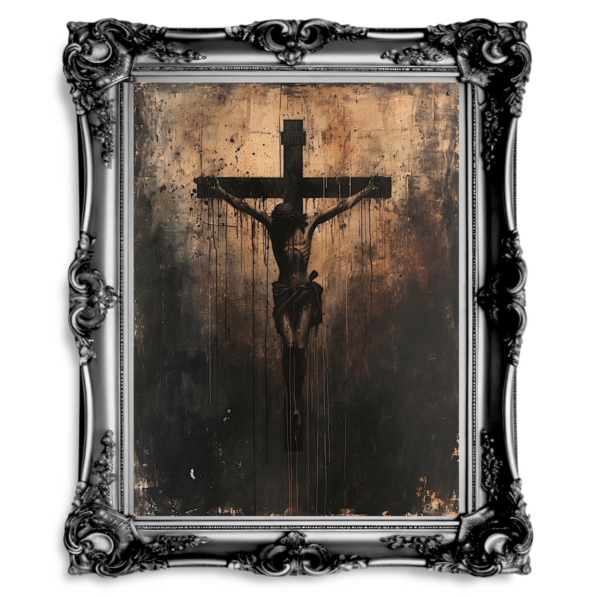 Gothic Crucifixion of Christ - Dark Grunge Wall Art Print - Everything Pixel