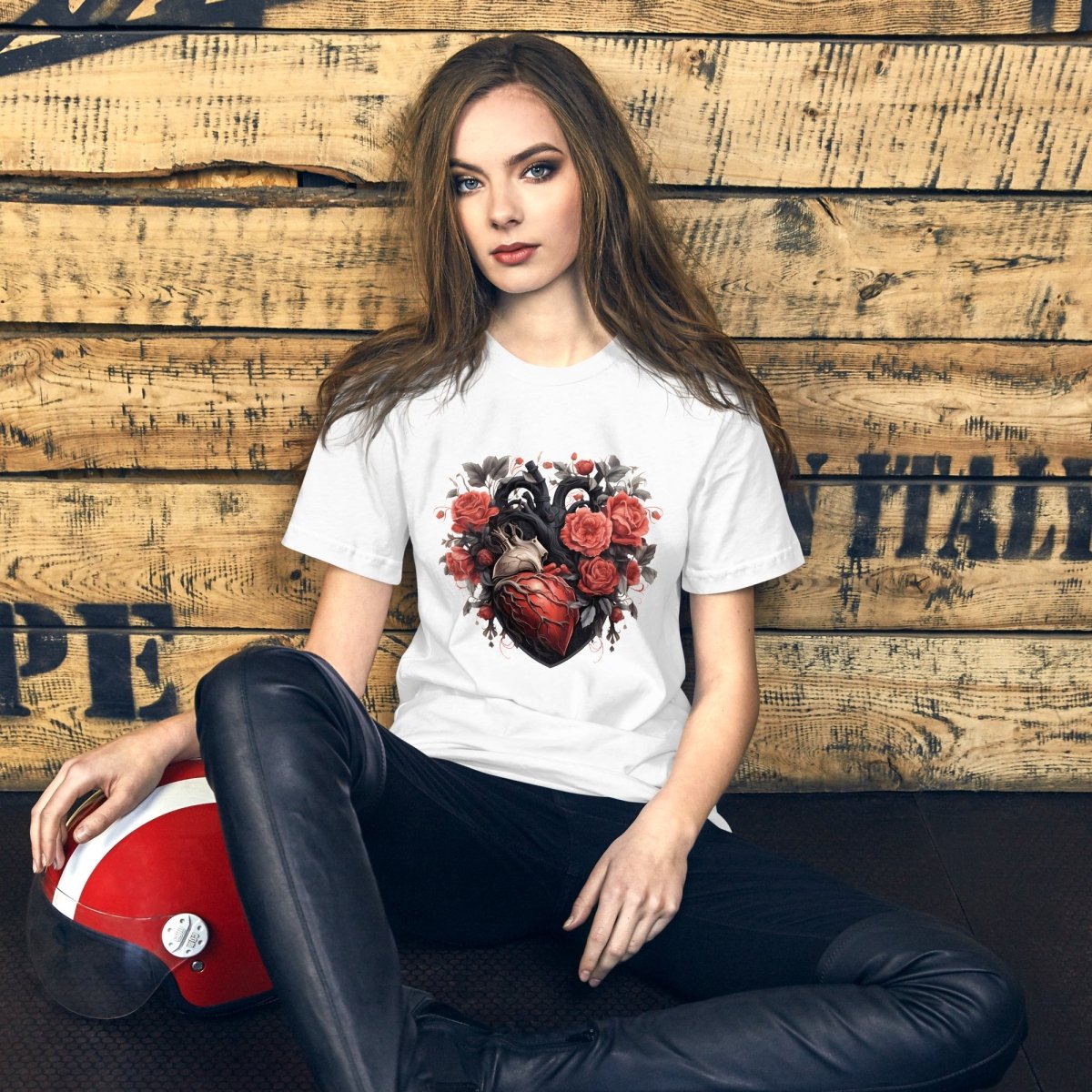 Gothic Heart T-Shirt High Quality Floral Heart Valentines Day Shirt Love Gift for Her Love Tee Gothic Heart Tee Love Shirt Dark Love - Everything Pixel