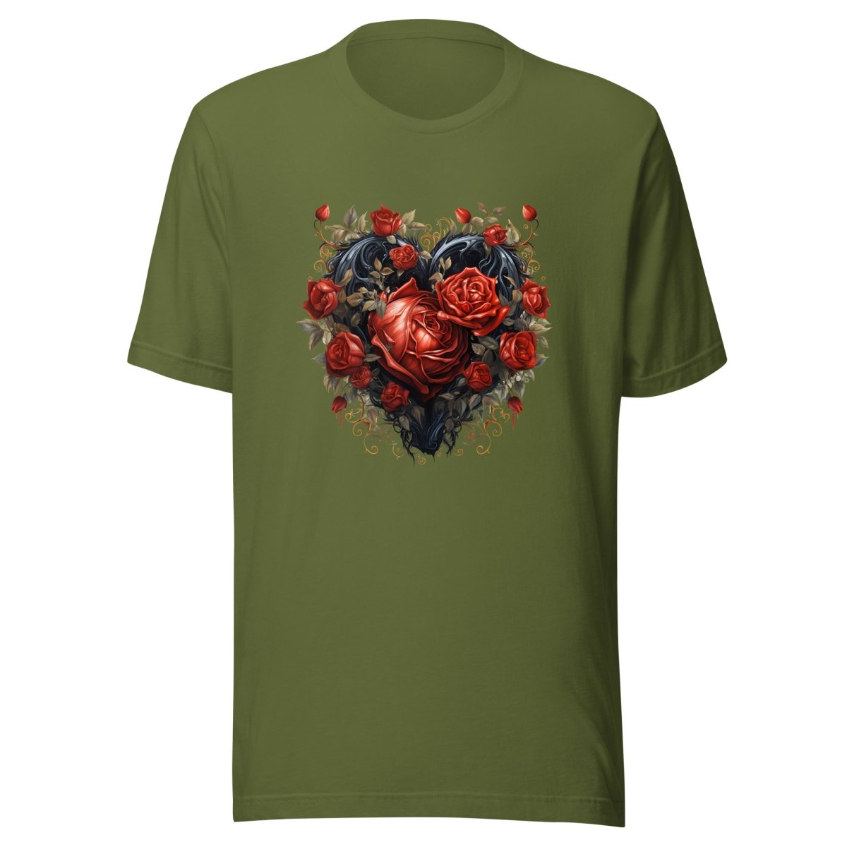 Gothic Heart T-Shirt High Quality Rose Heart Valentines Day Shirt Love Gift for Her Love Tee Gothic Heart Tee Love Shirt Dark Love - Everything Pixel