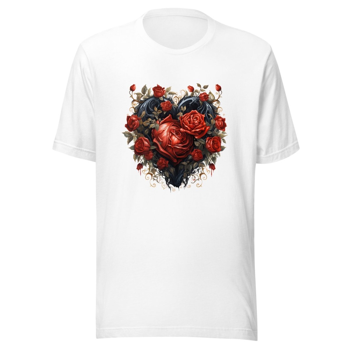 Gothic Heart T-Shirt High Quality Rose Heart Valentines Day Shirt Love Gift for Her Love Tee Gothic Heart Tee Love Shirt Dark Love - Everything Pixel
