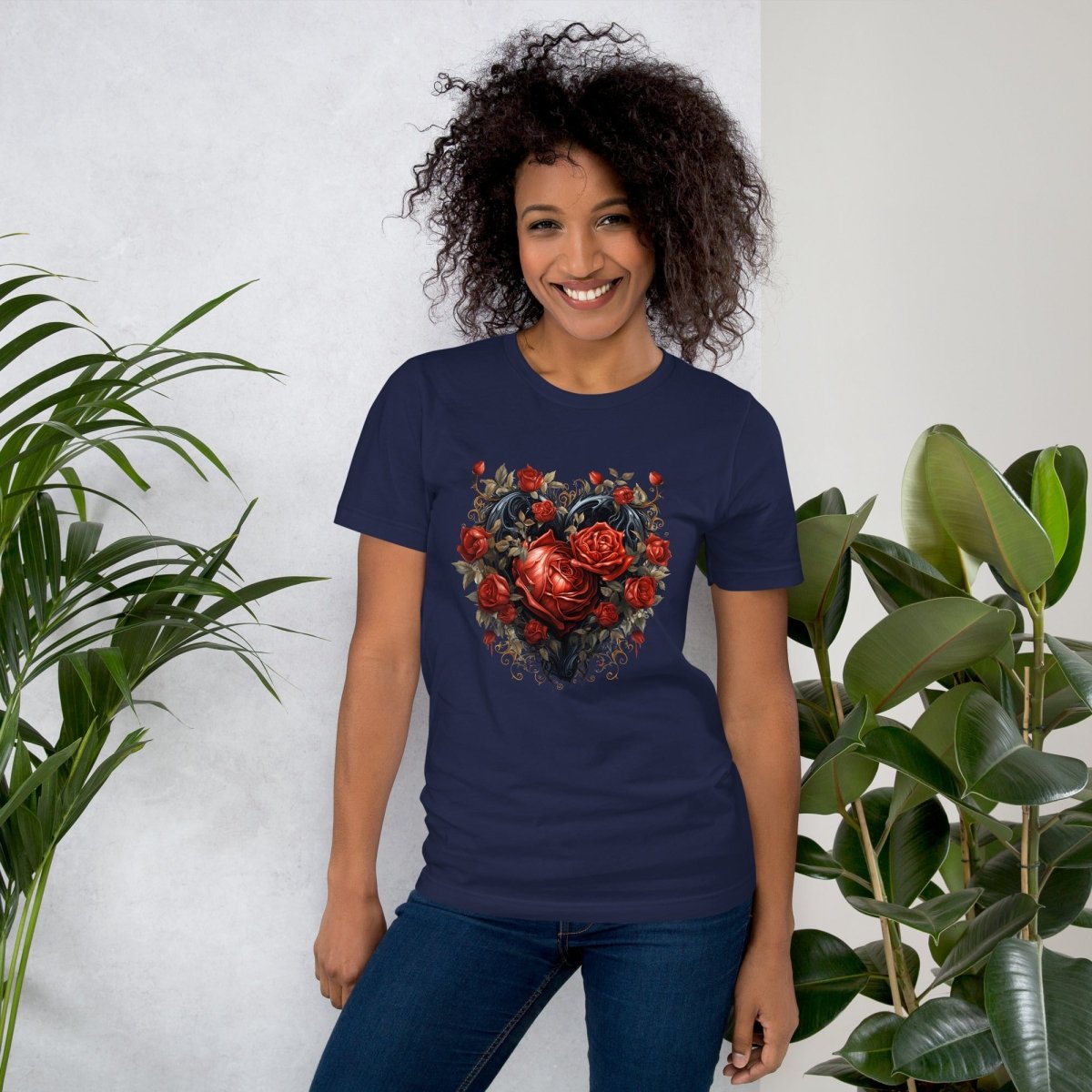 Gothic Heart T-Shirt High Quality Rose Heart Valentines Day Shirt Love Gift for Her Love Tee Gothic Heart Tee Love Shirt Dark Love - Everything Pixel