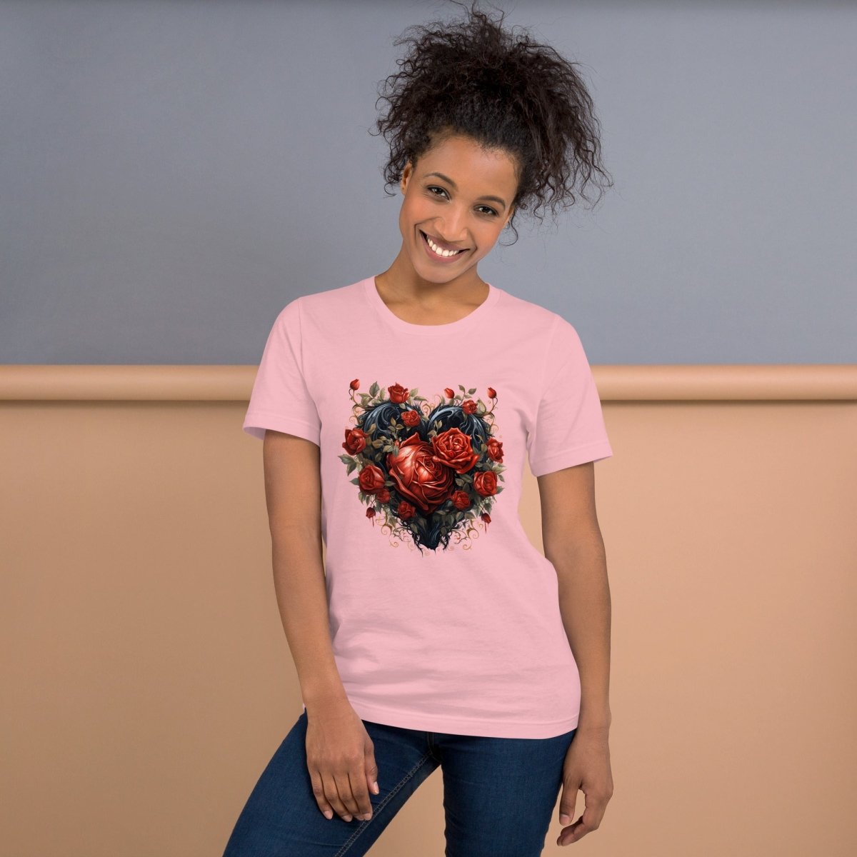Gothic Heart T-Shirt High Quality Rose Heart Valentines Day Shirt Love Gift for Her Love Tee Gothic Heart Tee Love Shirt Dark Love - Everything Pixel