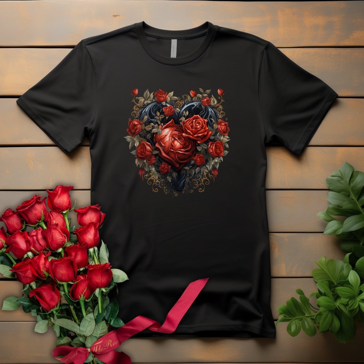Gothic Heart T-Shirt High Quality Rose Heart Valentines Day Shirt Love Gift for Her Love Tee Gothic Heart Tee Love Shirt Dark Love - Everything Pixel