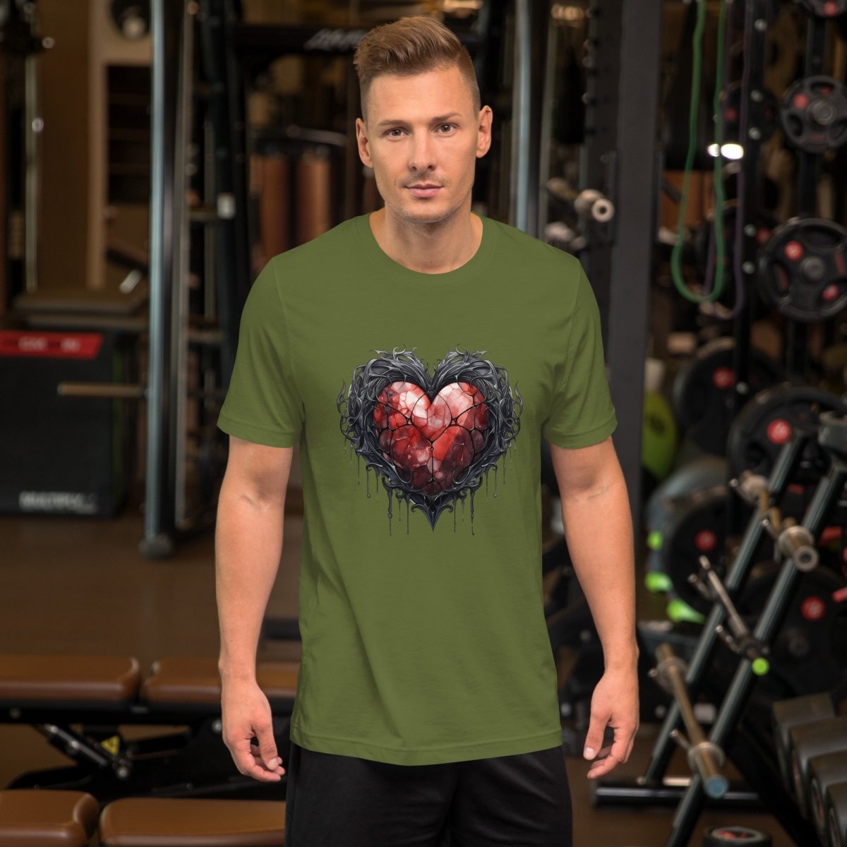 Gothic Metal Heart T-Shirt High Quality Rose Heart Valentines Day Shirt Love Gift for Her Love Tee Gothic Heart Tee Love Shirt Dark Love - Everything Pixel