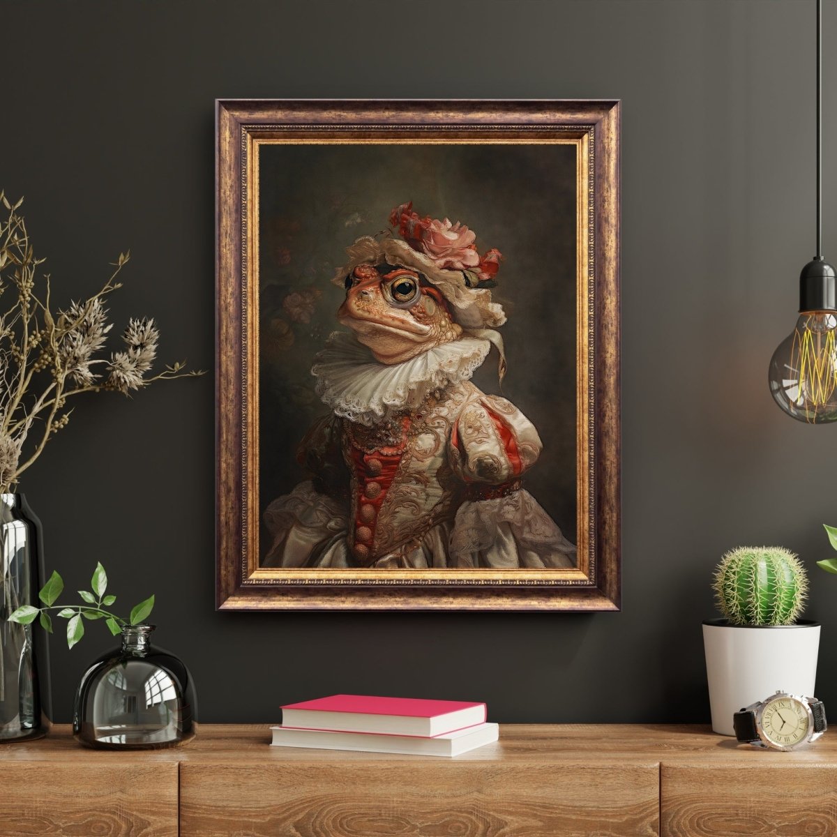 Gothic Royal Toad Baroque Portrait Wall Art Print - Everything Pixel