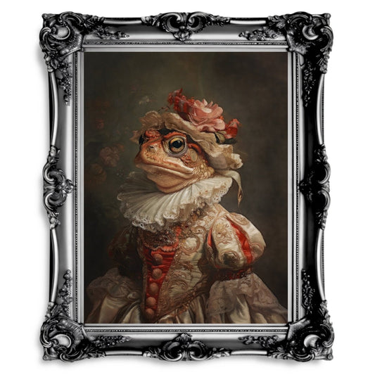Gothic Royal Toad Baroque Portrait Wall Art Print - Everything Pixel