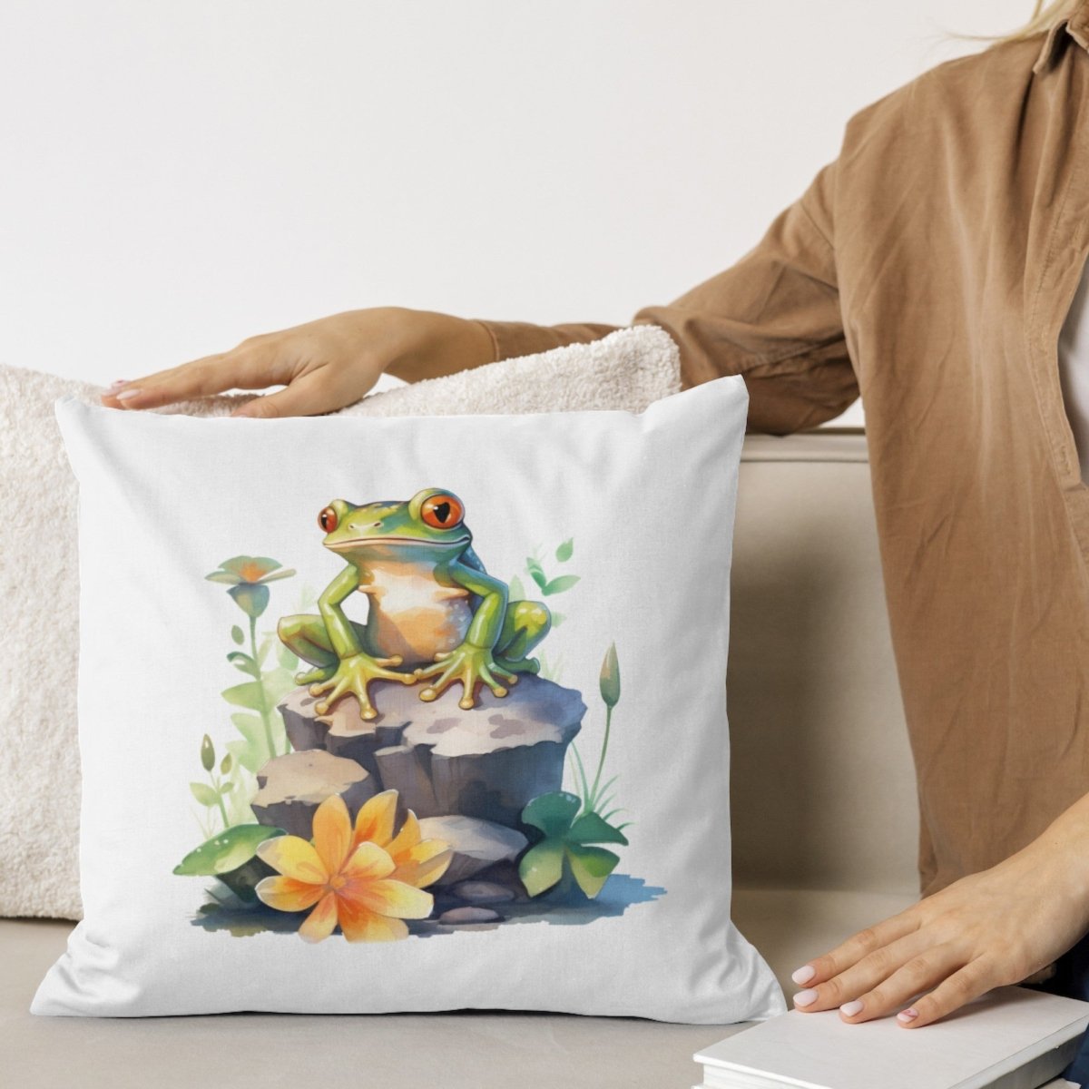 Green Frog on Rock with Flowers PNG Clip Art Bundle for Sublimation Tumbler Card Making Clipart Scrapbook Paper Craft T-Shirt Nursery Art - Everything Pixel