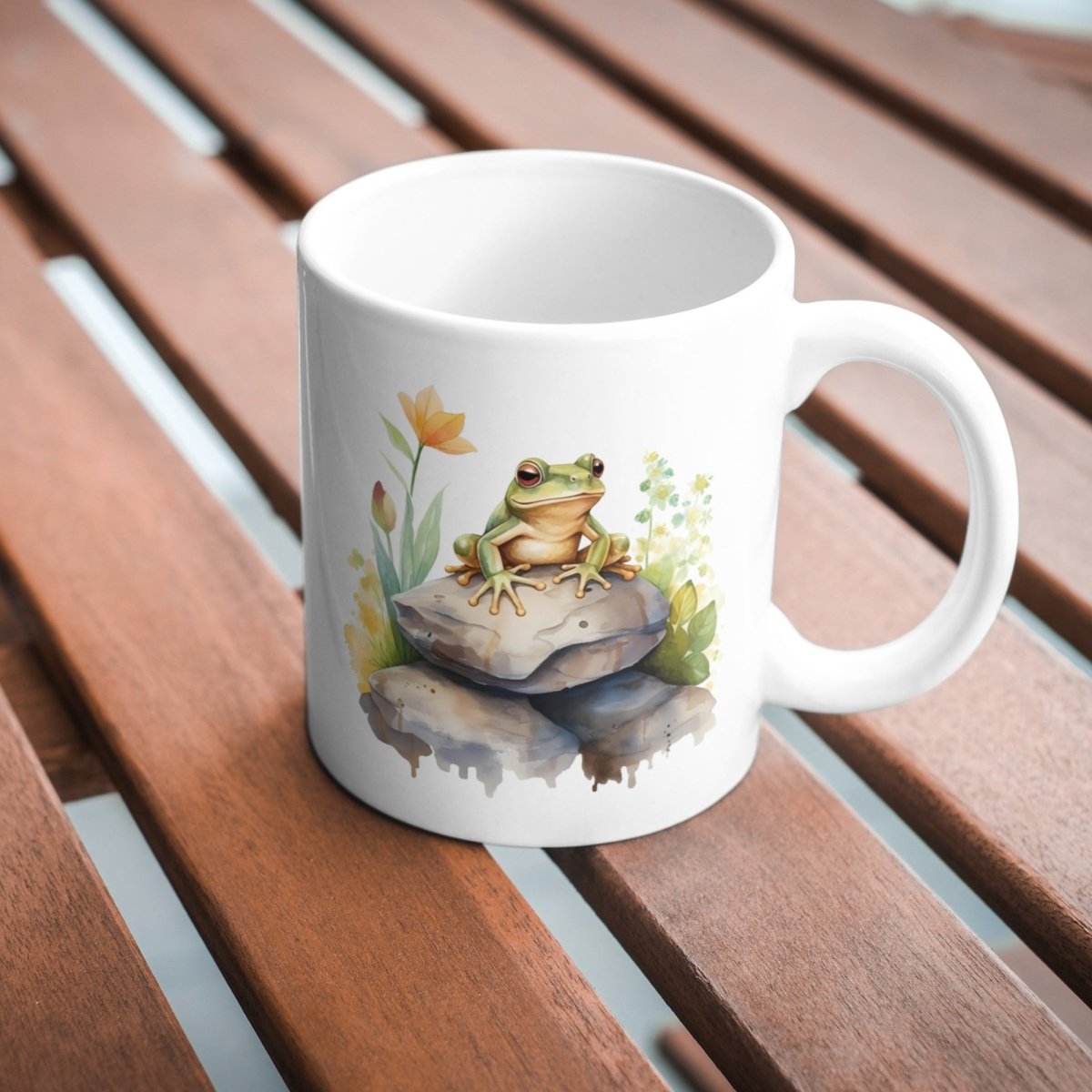 Green Frog on Rock with Flowers PNG Clip Art Bundle for Sublimation Tumbler Card Making Clipart Scrapbook Paper Craft T-Shirt Nursery Art - Everything Pixel
