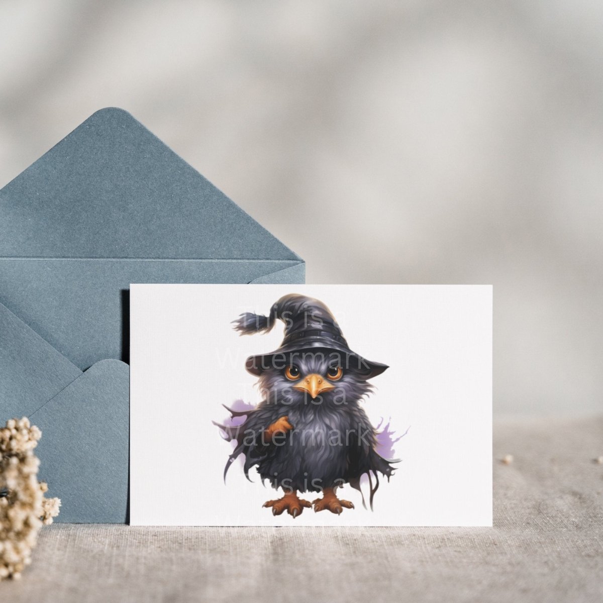 Halloween Bird with Witch Hat 7+7 PNG Clip Art Bundle Halloween Invitation Card Design Paper Crafting Book Clipart Children Party Graphics - Everything Pixel