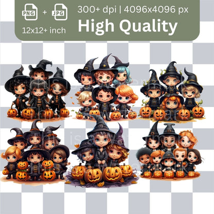 Halloween Character Clipart 49+49 PNG/JPG Bundle Halloween Invitation Card Design Paper Crafting Book Clipart Sublimation Clip Art - Everything Pixel