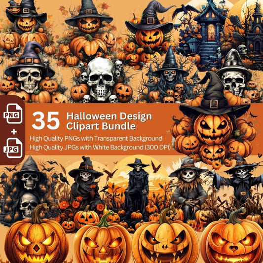 Halloween Cliparts 35+35 PNG Bundle Halloween - Everything Pixel