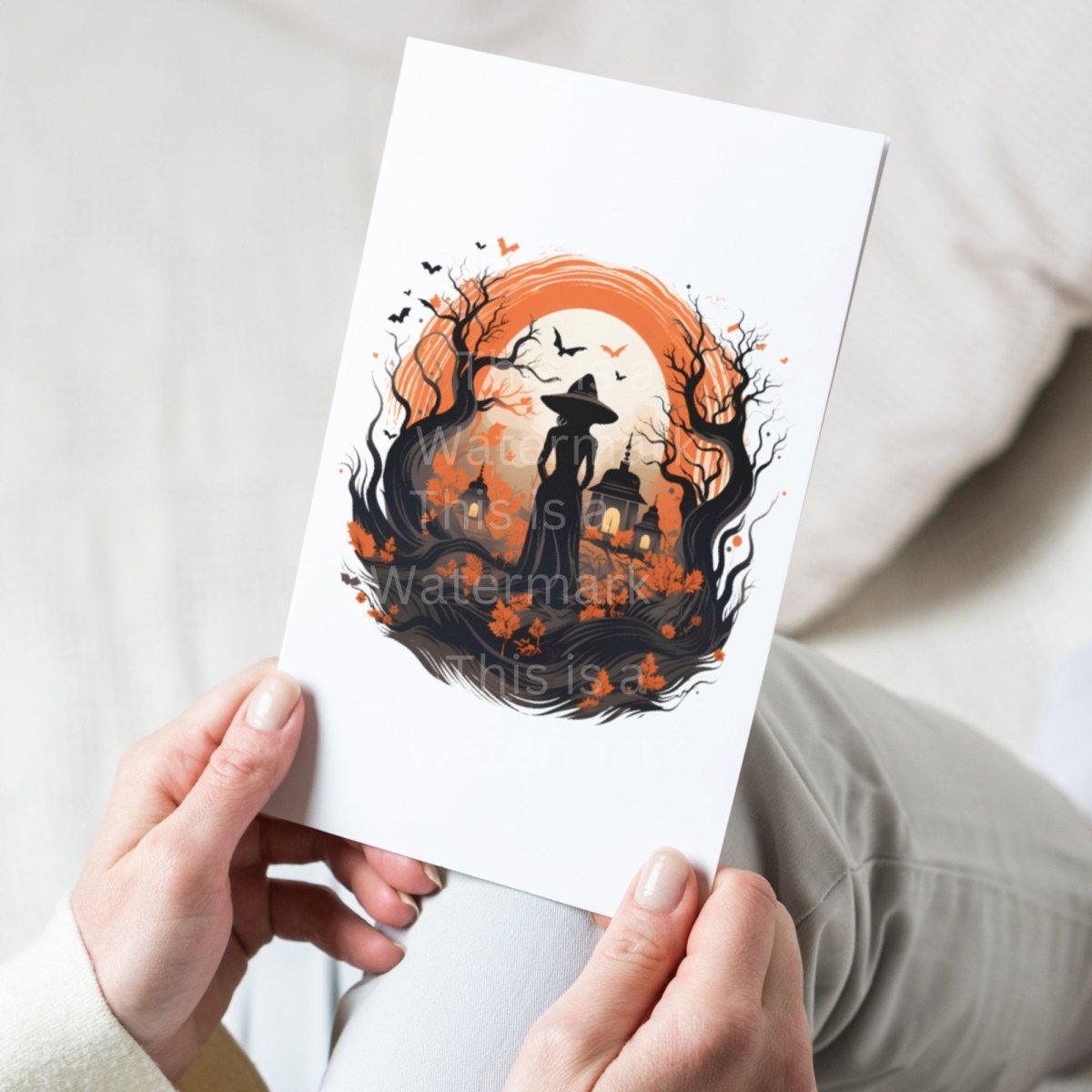 Halloween Witch Silhouette 7+7 PNG Clipart Bundle Halloween Invitation Card Design Paper Crafting Book Clip Art Mystical Full Moon Graphics - Everything Pixel