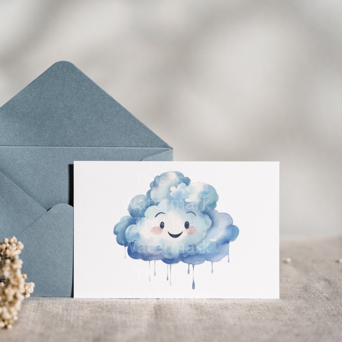 Happy Clouds Clipart Bundle PNG Watercolor Sublimation T-Shirt Design Tumbler Card Making Clipart Scrapbook Paper Craft Nursery Art - Everything Pixel