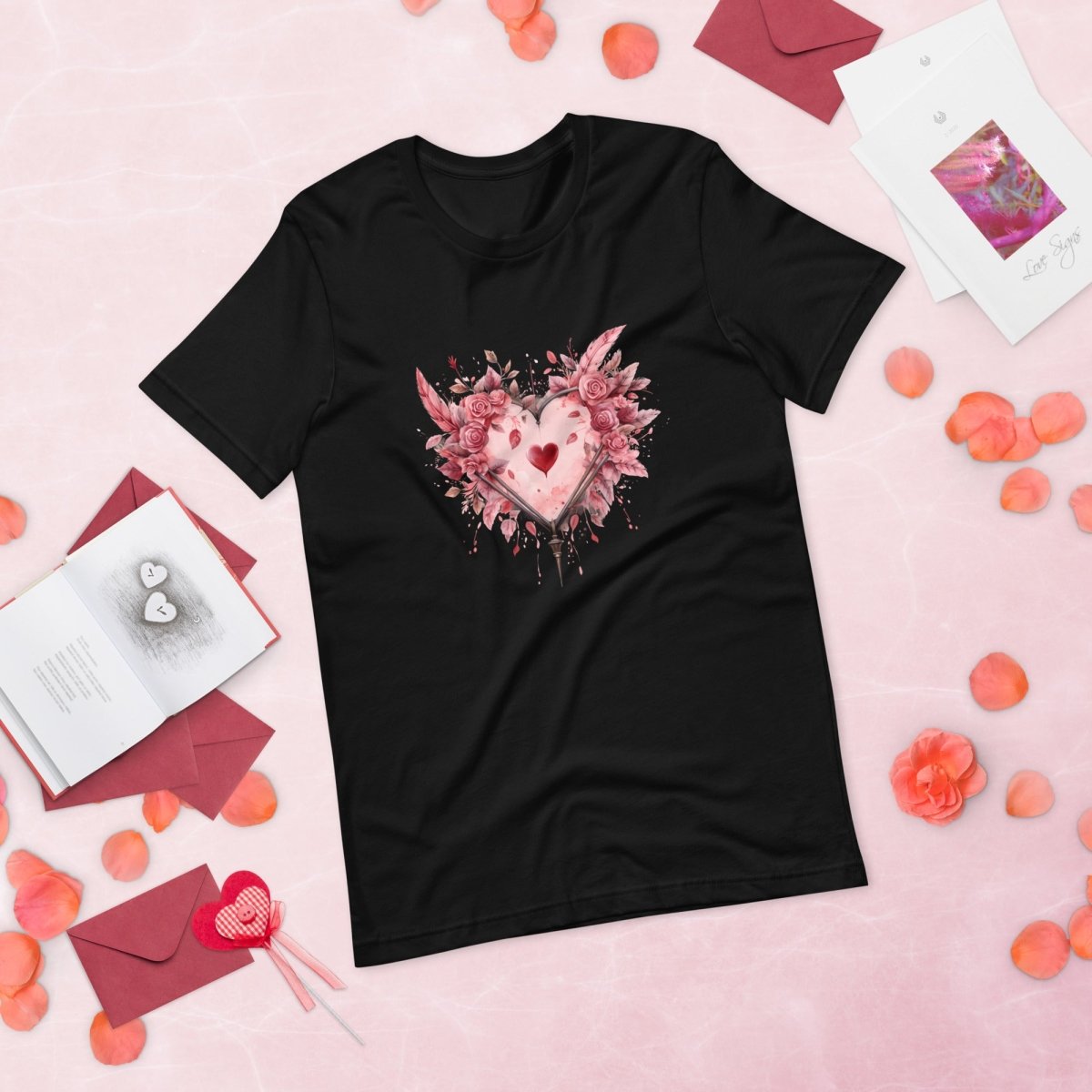 Heart T-Shirt High Quality Floral Heart Valentines Day Shirt Love Gift for Her Love Tee Anniversary Shirt Cute Heart Tee Love Shirt - Everything Pixel