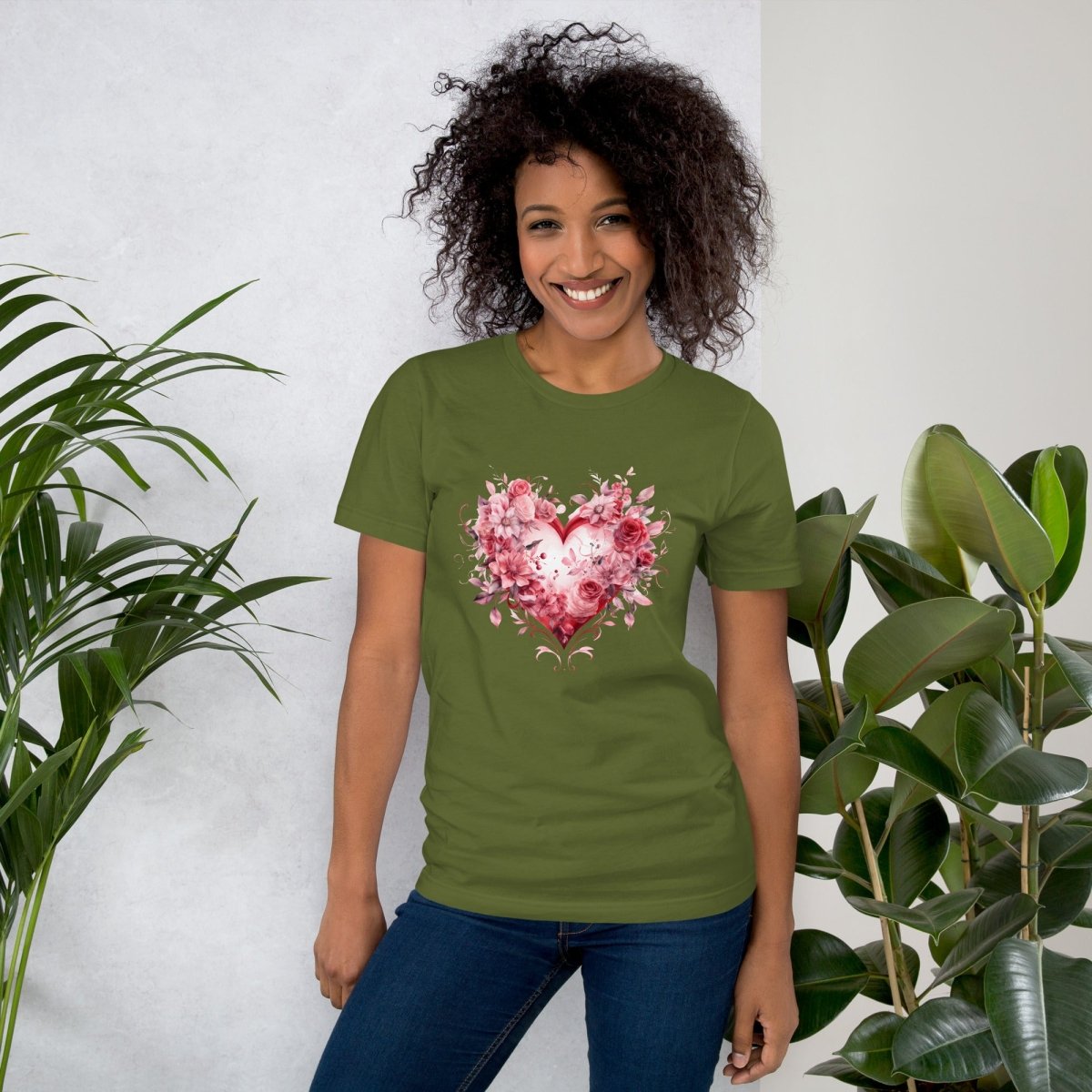 Heart T-Shirt High Quality Floral Heart Valentines Day Shirt Love Gift for Her Love Tee Anniversary Shirt Cute Heart Tee Love Shirt - Everything Pixel