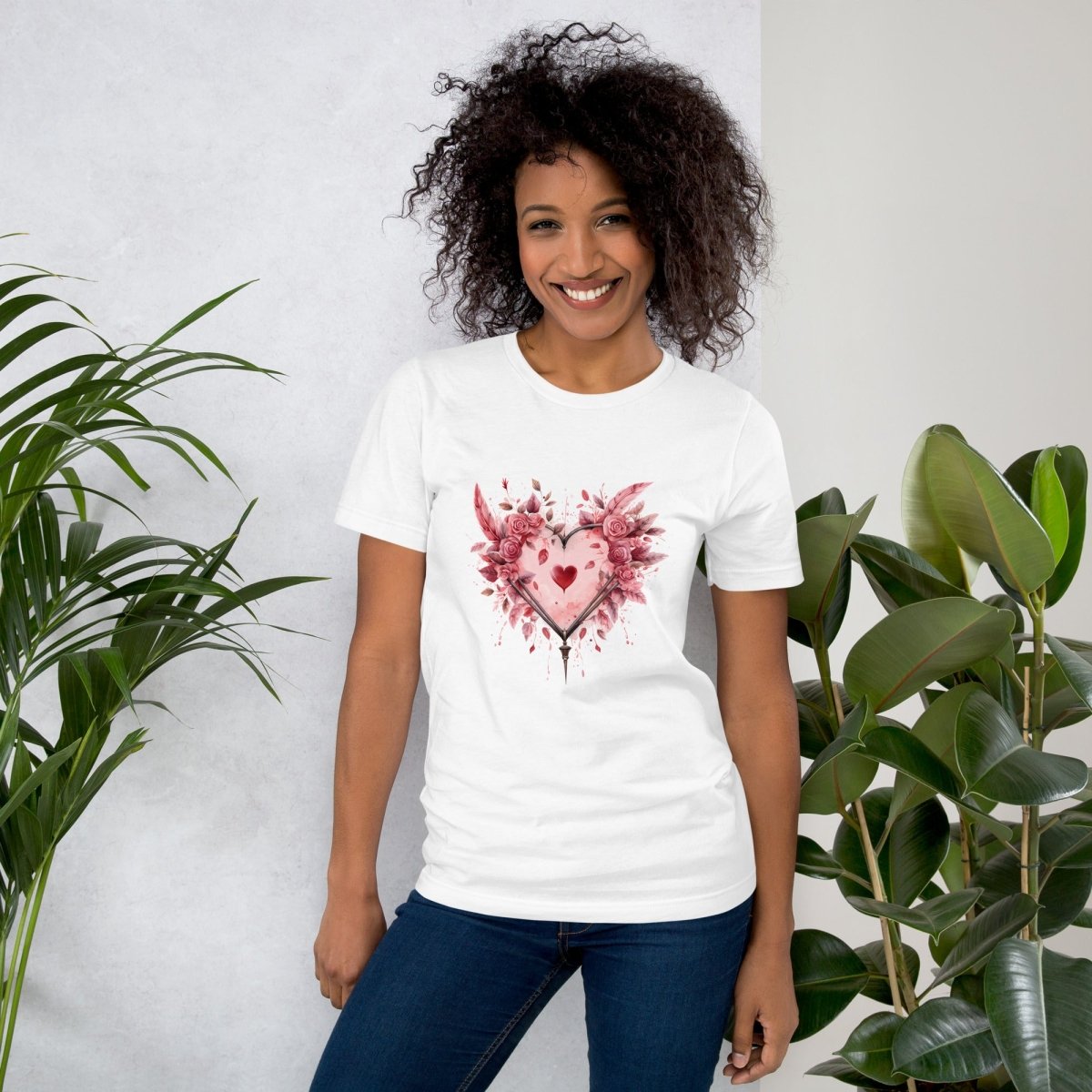 Heart T-Shirt High Quality Floral Heart Valentines Day Shirt Love Gift for Her Love Tee Anniversary Shirt Cute Heart Tee Love Shirt - Everything Pixel