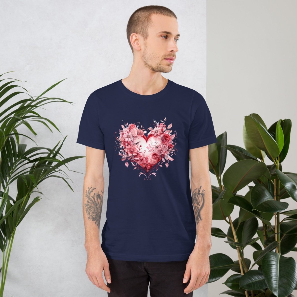 Heart T-Shirt High Quality Floral Heart Valentines Day Shirt Love Gift for Her Love Tee Anniversary Shirt Cute Heart Tee Love Shirt - Everything Pixel