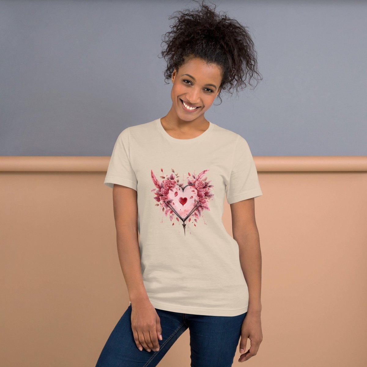 Heart T-Shirt High Quality Floral Heart Valentines Day Shirt Love Gift for Her Love Tee Anniversary Shirt Cute Heart Tee Love Shirt - Everything Pixel
