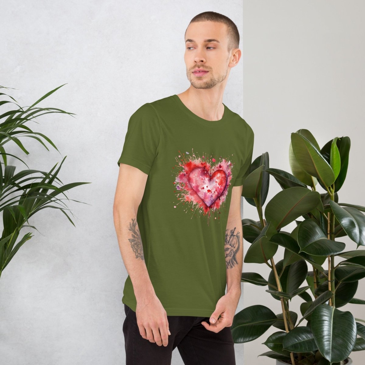 Heart T-Shirt High Quality Watercolor Heart Valentines Day Shirt Love Gift for Her Love Tee Anniversary Shirt Cute Heart Tee Love Shirt - Everything Pixel