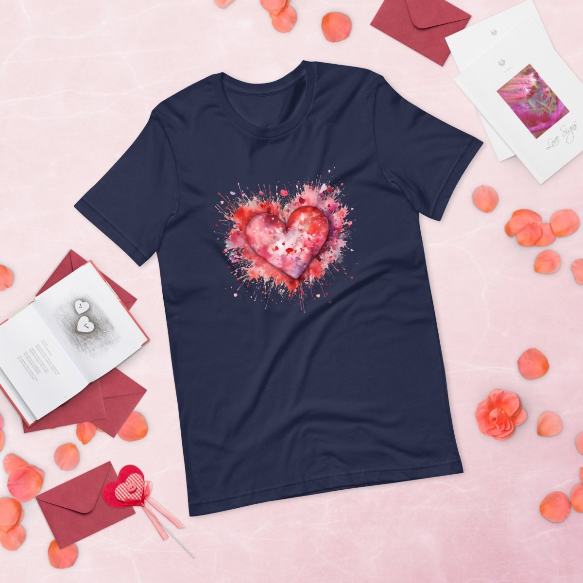 Heart T-Shirt High Quality Watercolor Heart Valentines Day Shirt Love Gift for Her Love Tee Anniversary Shirt Cute Heart Tee Love Shirt - Everything Pixel