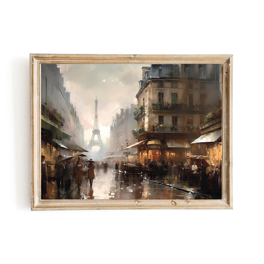 Historic Paris Street 19th Century Vintage Wall Art Cityscape Nostalgia Artwork - Everything Pixel