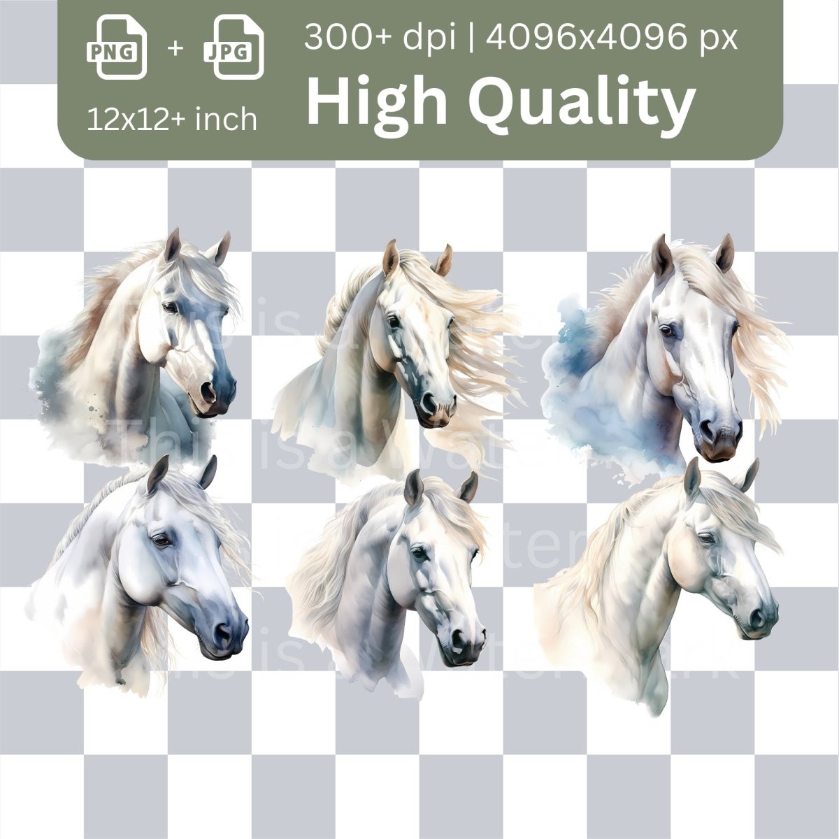 Horse Watercolor Clipart Megabundle 42x High Quality PNGs Animal Clipart Nursery Art Card Making Clip Art Digital Paper Craft Horse Design - Everything Pixel
