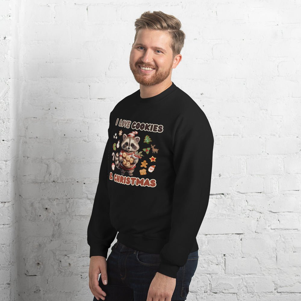 I love Christmas Cookies Pullover - High Quality Funny Unisex Sweater, Holiday Sweatshirt, Christmas Vacation Pullover, Cute Raccoon - Everything Pixel