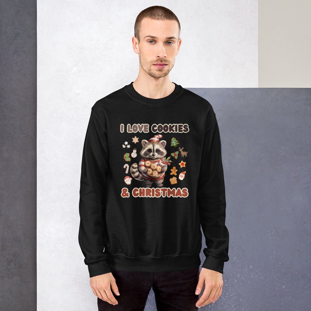 I love Christmas Cookies Pullover - High Quality Funny Unisex Sweater, Holiday Sweatshirt, Christmas Vacation Pullover, Cute Raccoon - Everything Pixel