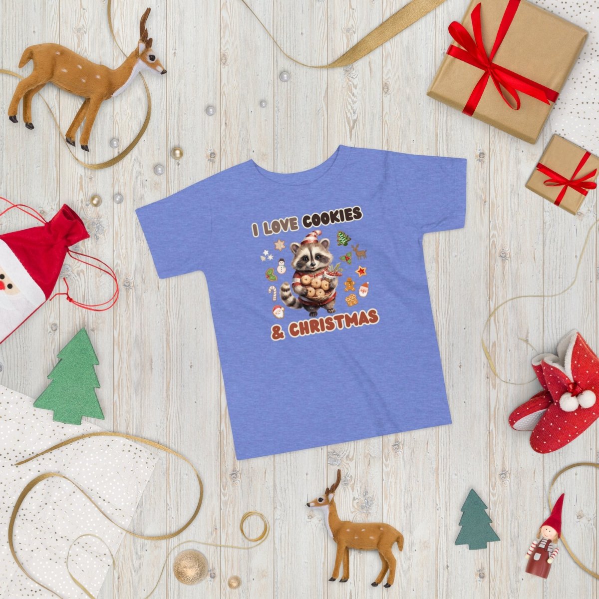 I love Christmas Cookies T-Shirt - High Quality Funny Children T-Shirt, Holiday Shirt, Toddler Christmas Vacation Tee, Cute Raccoon Tee - Everything Pixel