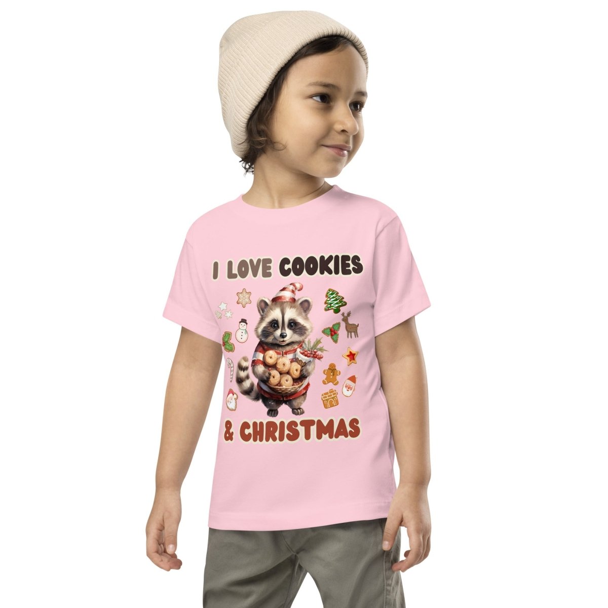 I love Christmas Cookies T-Shirt - High Quality Funny Children T-Shirt, Holiday Shirt, Toddler Christmas Vacation Tee, Cute Raccoon Tee - Everything Pixel