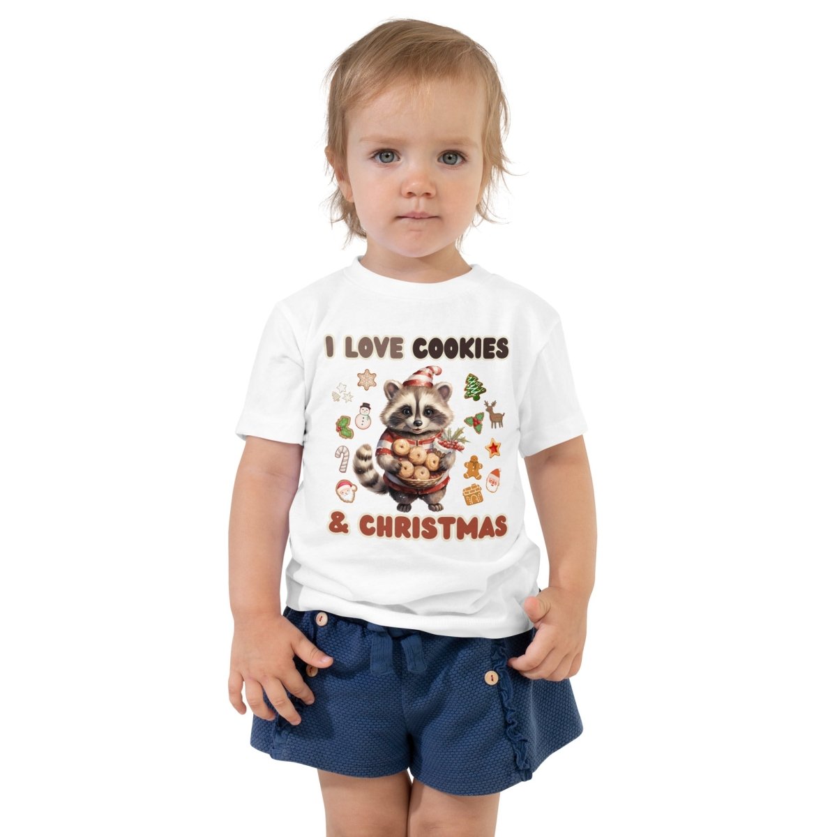 I love Christmas Cookies T-Shirt - High Quality Funny Children T-Shirt, Holiday Shirt, Toddler Christmas Vacation Tee, Cute Raccoon Tee - Everything Pixel