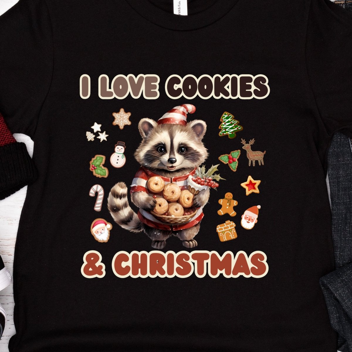 I love Christmas Cookies T-Shirt - High Quality Funny Teenager T-Shirt, Holiday Shirt, Youth Christmas Vacation Tee, Cute Raccoon Tee - Everything Pixel