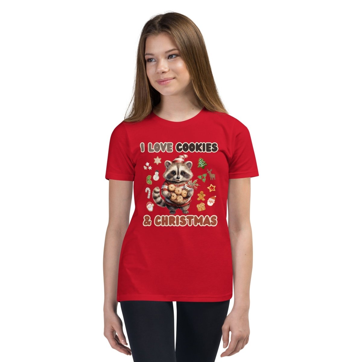 I love Christmas Cookies T-Shirt - High Quality Funny Teenager T-Shirt, Holiday Shirt, Youth Christmas Vacation Tee, Cute Raccoon Tee - Everything Pixel