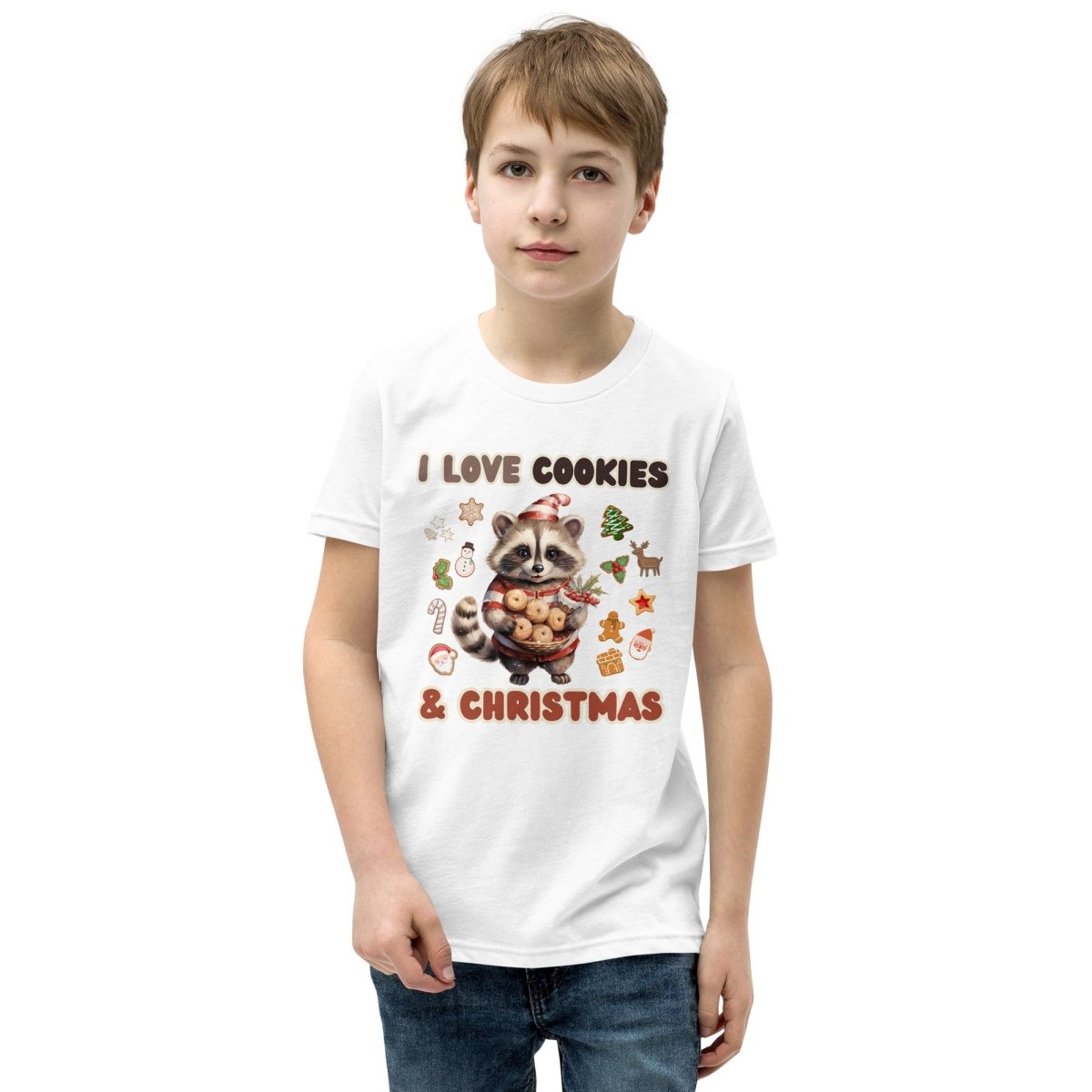 I love Christmas Cookies T-Shirt - High Quality Funny Teenager T-Shirt, Holiday Shirt, Youth Christmas Vacation Tee, Cute Raccoon Tee - Everything Pixel