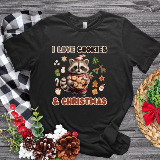 I love Christmas Cookies T-Shirt - High Quality Funny Unisex T-Shirt, Holiday Shirt, Christmas Vacation Tee, Cute Raccoon Tee - Everything Pixel